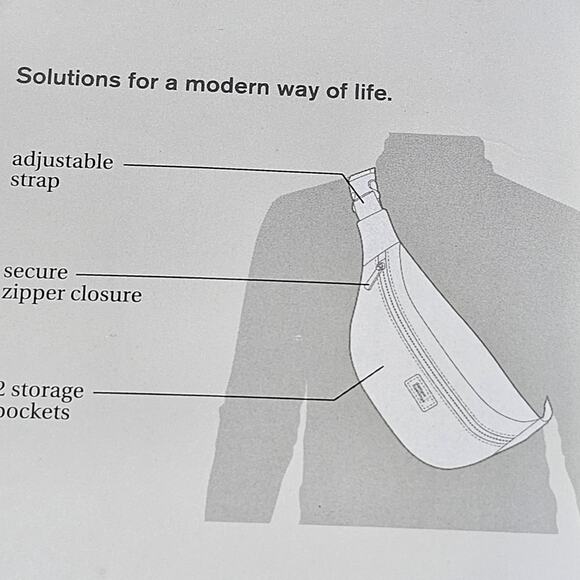 Damen + Hastings Gray Canvas Sling Pack Fanny Pack NWT - Picture 11 of 12